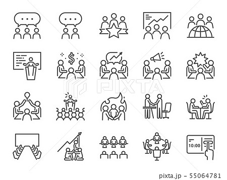 Meeting line icon set. 55064781