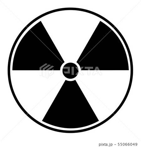 Black radioactive sign over white background 55066049