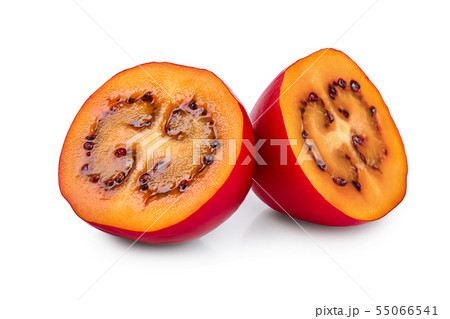 Fresh tamarillo half fruit isolated on white background Fresh tamarillo half fruit isolated on white background 55066541