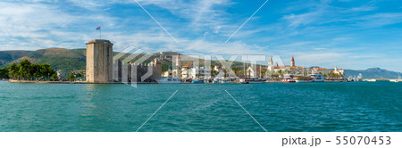 Waterfront view at coastal croatian town Trogir - famous touristic and historic place in Croatia 55070453