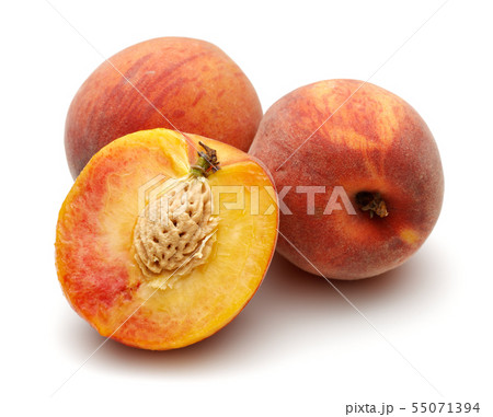 Ripe peach fruits isolated on white Ripe peach fruits isolated on white 55071394