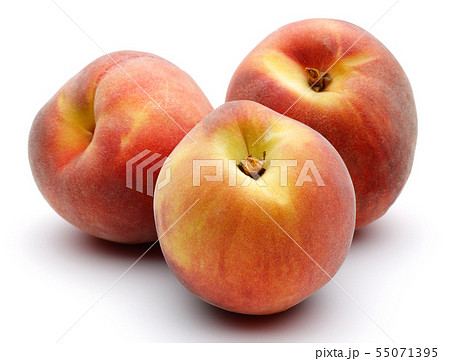 Ripe peach fruits isolated on white 55071395