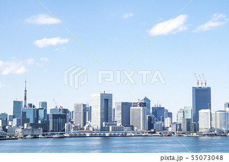 高層ビルのある水辺の都市風景 高層ビルのある水辺の都市風景 55073048