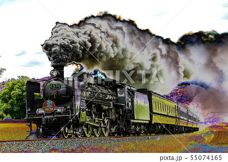 Slやまぐち号c57蒸気機関車イメージのイラスト素材
