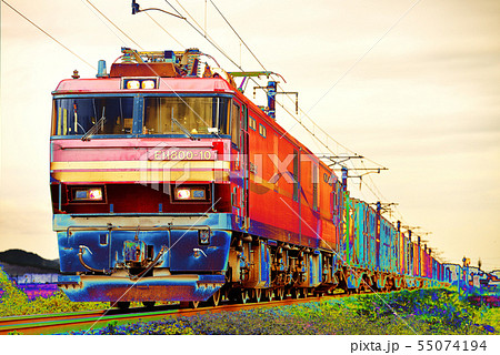 コンテナ貨物列車eh800イメージのイラスト素材