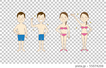 イラスト ダイエットのビフォーアフターのイラスト素材