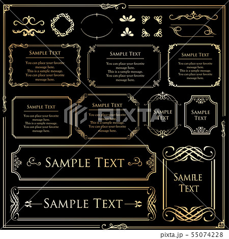 ゴージャスで高級感のあるフレームテンプレート アンティーク調の装飾素材のイラスト素材