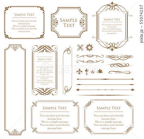 ゴージャスで高級感のあるフレームテンプレート アンティーク調の装飾素材のイラスト素材