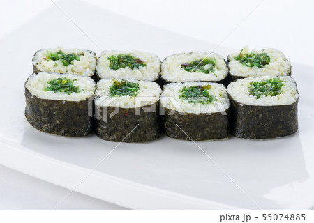 Japanese food restaurant, sushi maki gunkan roll plate or platter set. Sushi set and composition 55074885