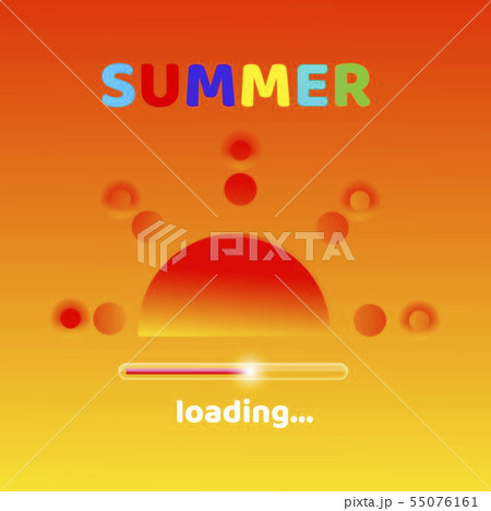 Summer is loading creative graphic message for your summer design. Blurred orange background with 55076161