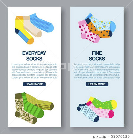 Colorful socks, dotted, stripped and of bright colors. Down syndrome day card with cartoon socks 55076189