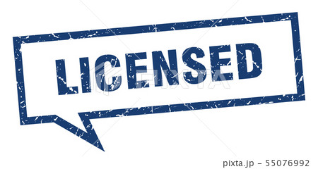 licensed sign. licensed square speech bubble. 55076992