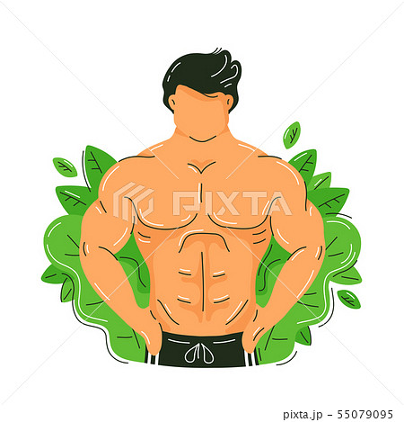 Strong fitness muscular man with perfect body 55079095