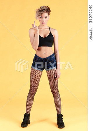 rude girl with bad habit. close up photo. rude girl with bad habit. close up photo. 55079240