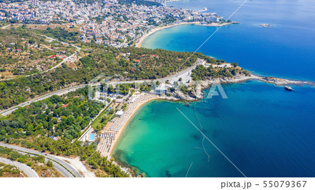 Aerial view the city of Kavala in northern Greek. Aerial view the city of Kavala in northern Greek. 55079367