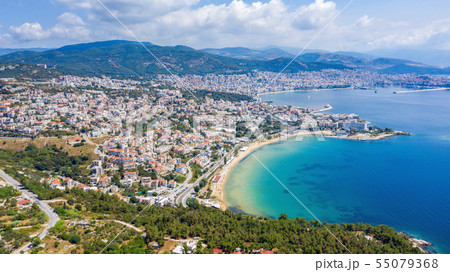 Aerial view the city of Kavala in northern Greek. Aerial view the city of Kavala in northern Greek. 55079368