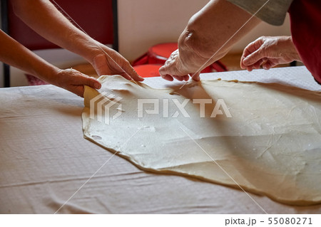Traditional hungarian strudel preparation in the 55080271