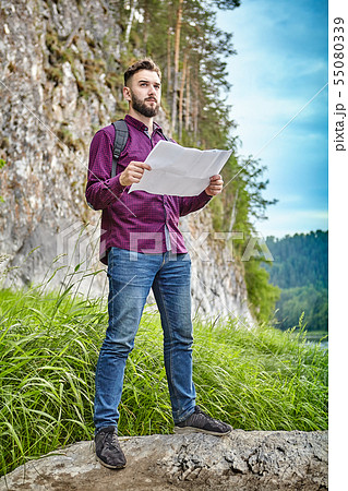 A young man travels in nature. A young man travels in nature. 55080339