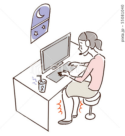 デスクワーク 足のむくみのイラスト素材