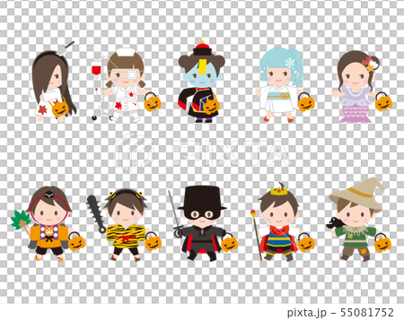 ハロウィンの仮装をした子供たち03 55081752