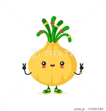 Cute happy smiling hippie onion character 55082566