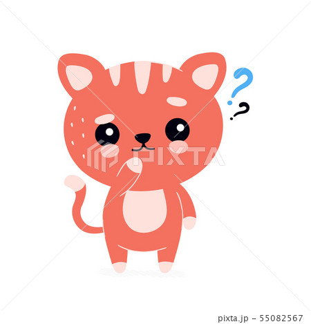 Cute happy smiling cat with question mark Cute happy smiling cat with question mark 55082567