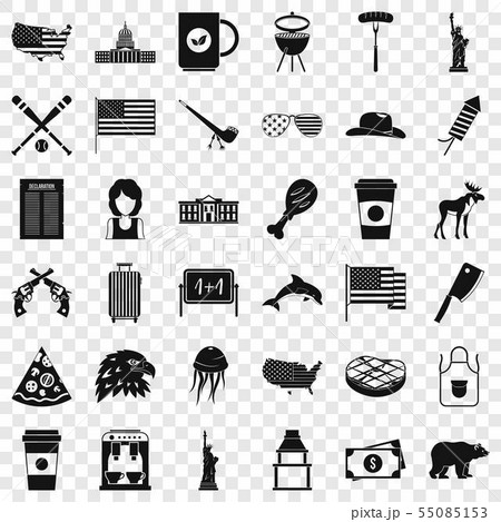 American icons set, simple style American icons set, simple style 55085153