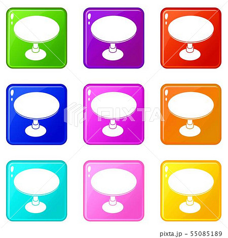 Round table icons set 9 color collection 55085189