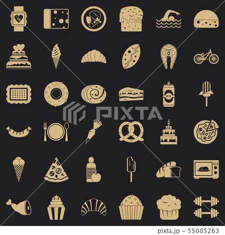 Calories icons set, simple style 55085263