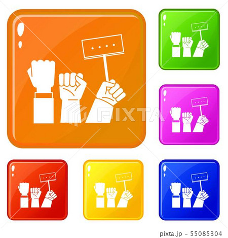Banner hand up icons set vector color Banner hand up icons set vector color 55085304
