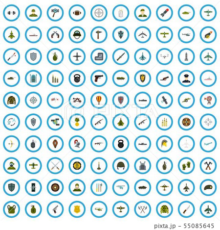 100 officer icons set, flat style 55085645