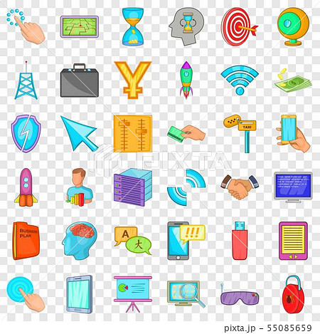 Web marketing icons set, cartoon style 55085659