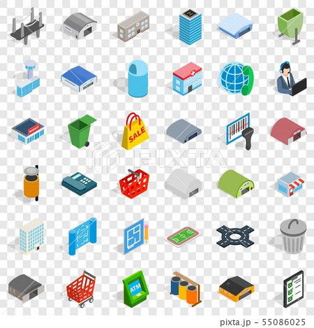 Town icons set, isometric style 55086025