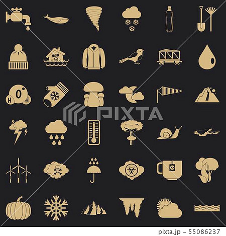 Winter cloud icons set, simple style 55086237