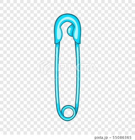 Closed safety pin icon, cartoon style 55086365