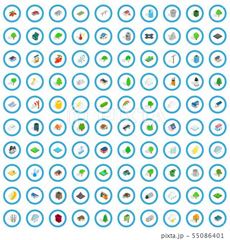 100 park icons set, isometric 3d style 55086401