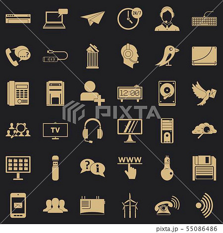 Global communication icons set, simple style 55086486