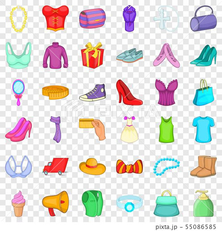 Woman shoe icons set, cartoon style Woman shoe icons set, cartoon style 55086585