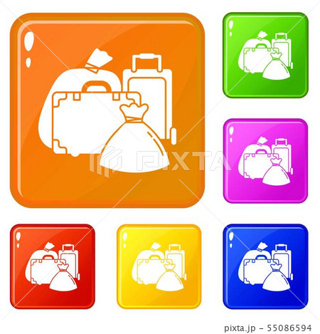 Migrant refugee bags icons set vector color Migrant refugee bags icons set vector color 55086594