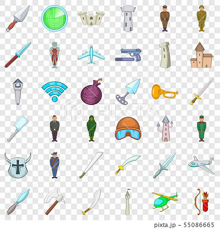 Big war icons set, cartoon style 55086665