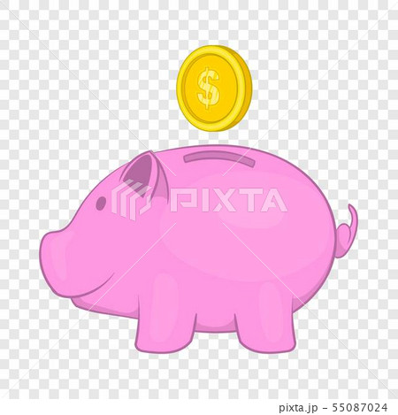 Pink pig money box icon, cartoon style Pink pig money box icon, cartoon style 55087024