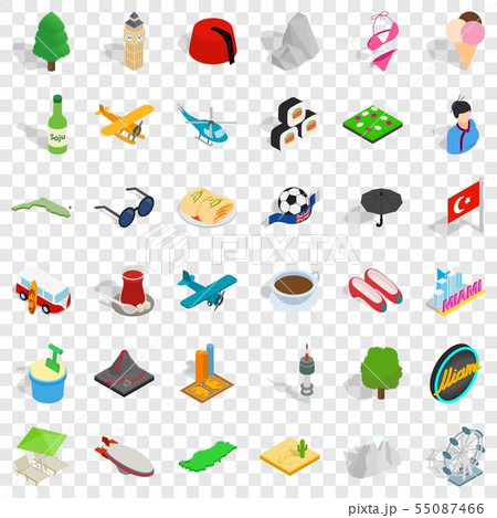 Good landmark icons set, isometric style 55087466