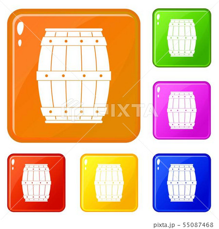 Wooden barrel icons set vector color 55087468