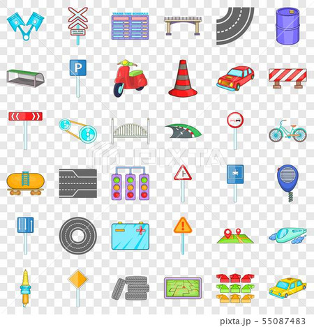 Transport part icons set, cartoon style 55087483