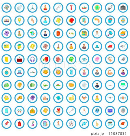 100 professional support icons set, cartoon style 55087855
