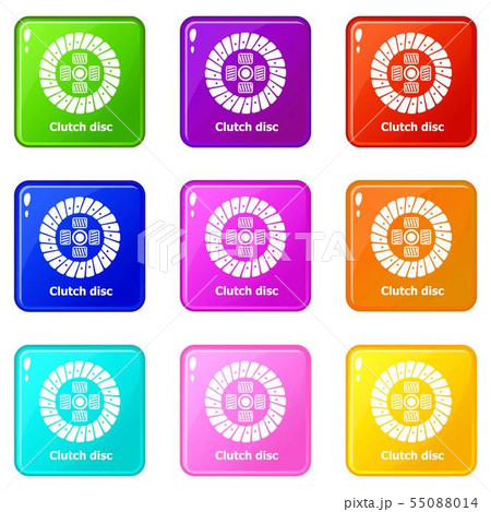 Clutch disc icons set 9 color collection 55088014