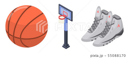 Basketball equipment icons set, isometric style 55088170