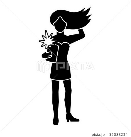 Beauty girl take selfie icon, simple style 55088234