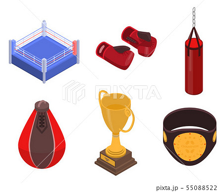 Boxing icons set, isometric style 55088522
