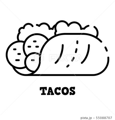 Tacos Icon Outline Styleのイラスト素材